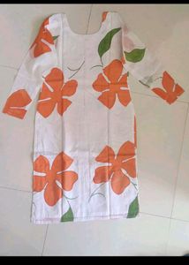 Chanderi Silk Handstitched Design kurta White
