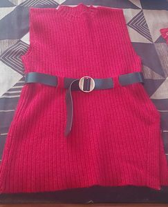 Alamode By Akansha Red Sweater Vest &amp; White Shirt