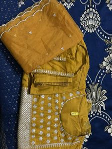 Elegant Mustard Embroidered Kurta set with dupatta