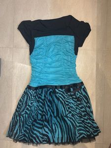 Blue & Zebra Print Party Dress