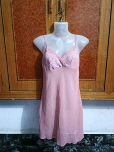 Pink Lace Trim Cami Dress