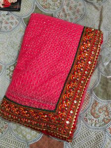 Gorgeous Pink net Saree