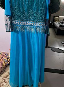 Teal Embellished Anarkali Dress