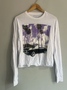 White Graphic Print Long Sleeve Tee