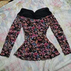 Y2k Floral Mesh Long Sleeve Top