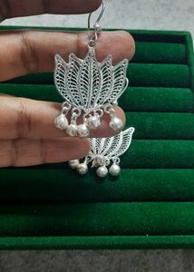 Pure Silver Lotus Earrings (without Hallmark)