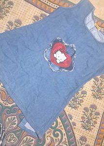 Denim Dress with Cute Patch