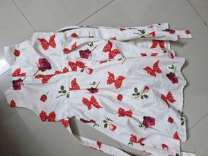 White Floral Printed Frock