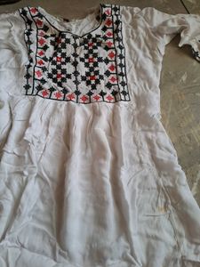White Embroidery Short Kurti For Daily Wear 🤍🌸💫