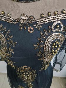 Elegant Black &amp; Gold Embellished Dress