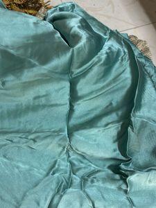Sea Green Saree with Gold Border