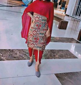 Red Kurta patiyala salwar Set