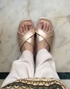 New Gold Crisscross Sandals