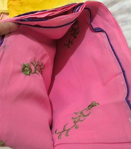 Pink Floral Embroidered Saree