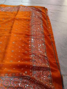 Orange Embroidered Dupatta