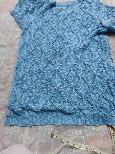 Blue Crochet Knit Top (women's)