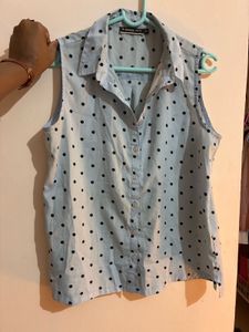 Sleeveless Polka Dot Blouse