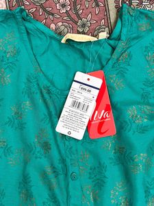 teal Printed Fit &amp; Flare Dress M SIZE