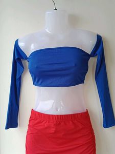 Blue off shoulder top