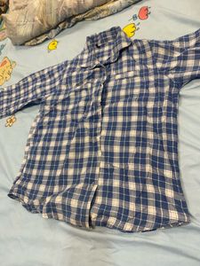 Blue & White Plaid Shirt(shrug Jacket Free)