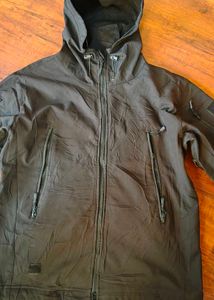 Black Hooded Tactical Jacket