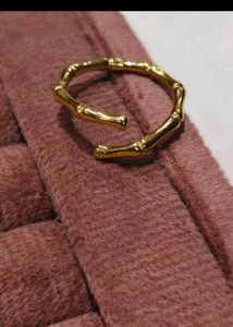 Italian 18k Gold Plated Bamboo-Style Ring