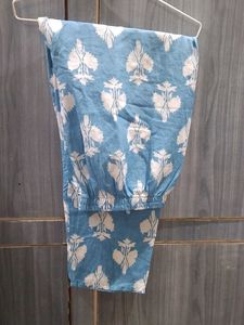 Blue Floral Print Midi  Pant Dress