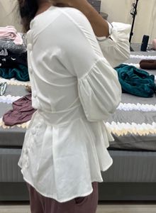 White Formal Peplum Top