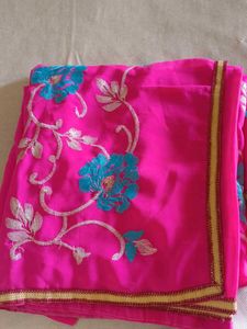 Elegant Pink Embroidered Saree