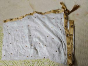 White Dupatta with Gold Border