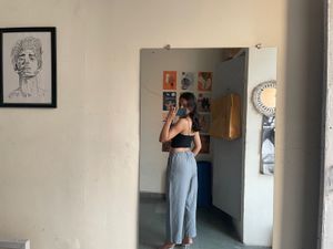 Black Cami &amp; Gray Trousers Set