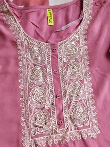 Pink Embroidered Kurta