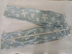 Floral Print Denim Pants.