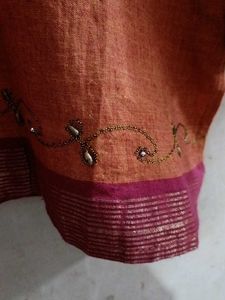 Embroidered Brownish Orange Top