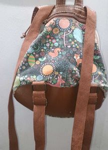 Multicolor Jungle Print Mini Canvas Backpack