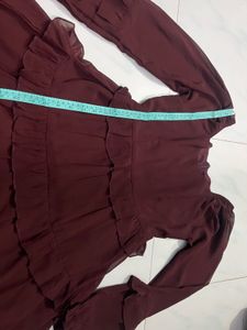 Beautiful Maroon Flared One Piece Dress