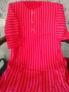 Pink &amp; White Striped Kurti