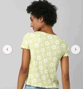 Floral Print Ribbed Top