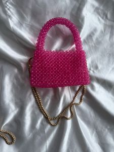 Pink Beaded Mug Bag