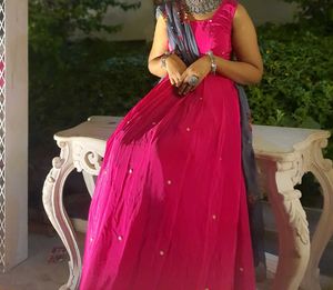 Pink Beads Work Lahnga Choli