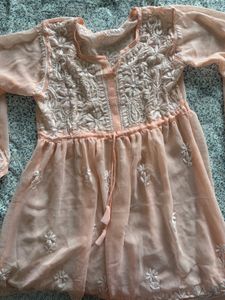 Peach Chikankari Kurti