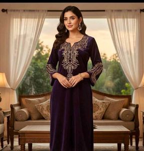 Elegant Embellished Velvet Kurti