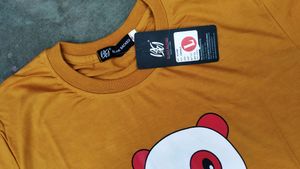 Brand New Yellow Cotton Graphic Printed T-shirt