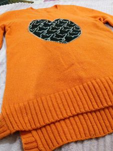 Orange Heart Sweater