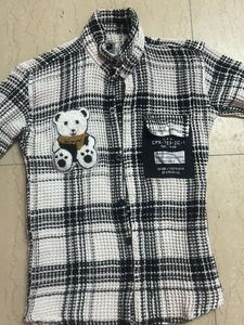 Plaid Shirt with Teddy Bear Detail