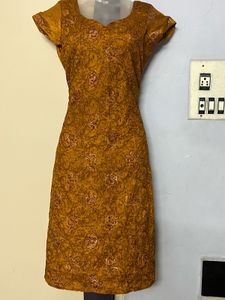 Pintrest Full Sequence Floral Mustard Kurta