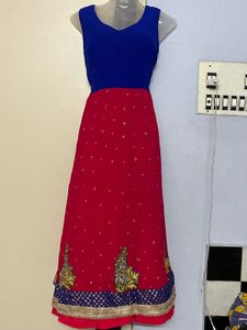 Pintrest Red &amp; Blue Embroidered Dress