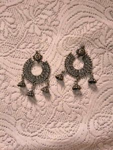 Boho Oxidized Silver Jhumka Earrings &amp; Ring Set