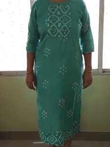 Women&#39;S Cotton Mirror Work A-Line Kurta &amp; Dupatta