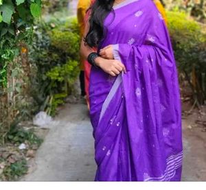 stylish purple saree with readymade blouse